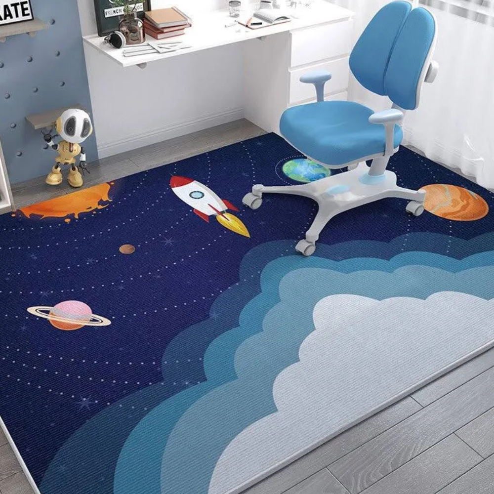 Tapete retangular para quarto infantil antiderrapante