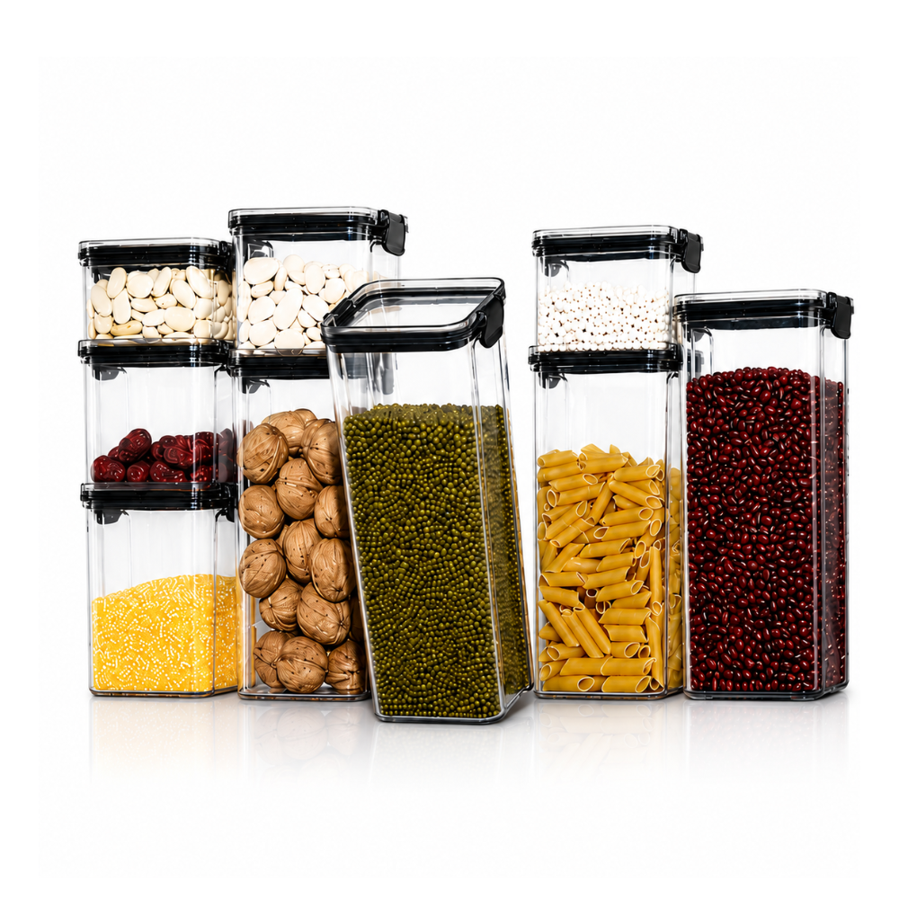 Kit 9 Potes Herméticos Premium – Organização Inteligente para Sua Cozinha