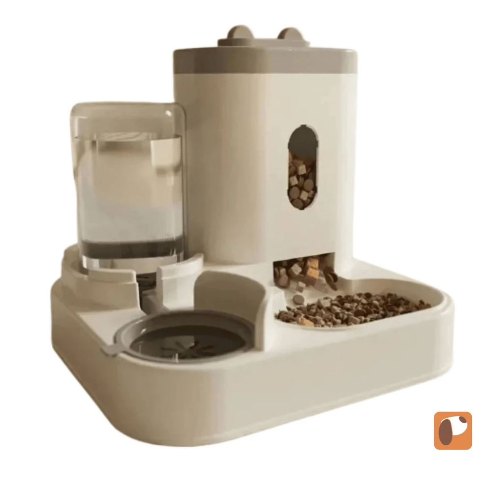 Comedouro e Bebedouro Automático Gravitacional para Cães e Gatos – Alimentador com Reservatórios de Água e Ração