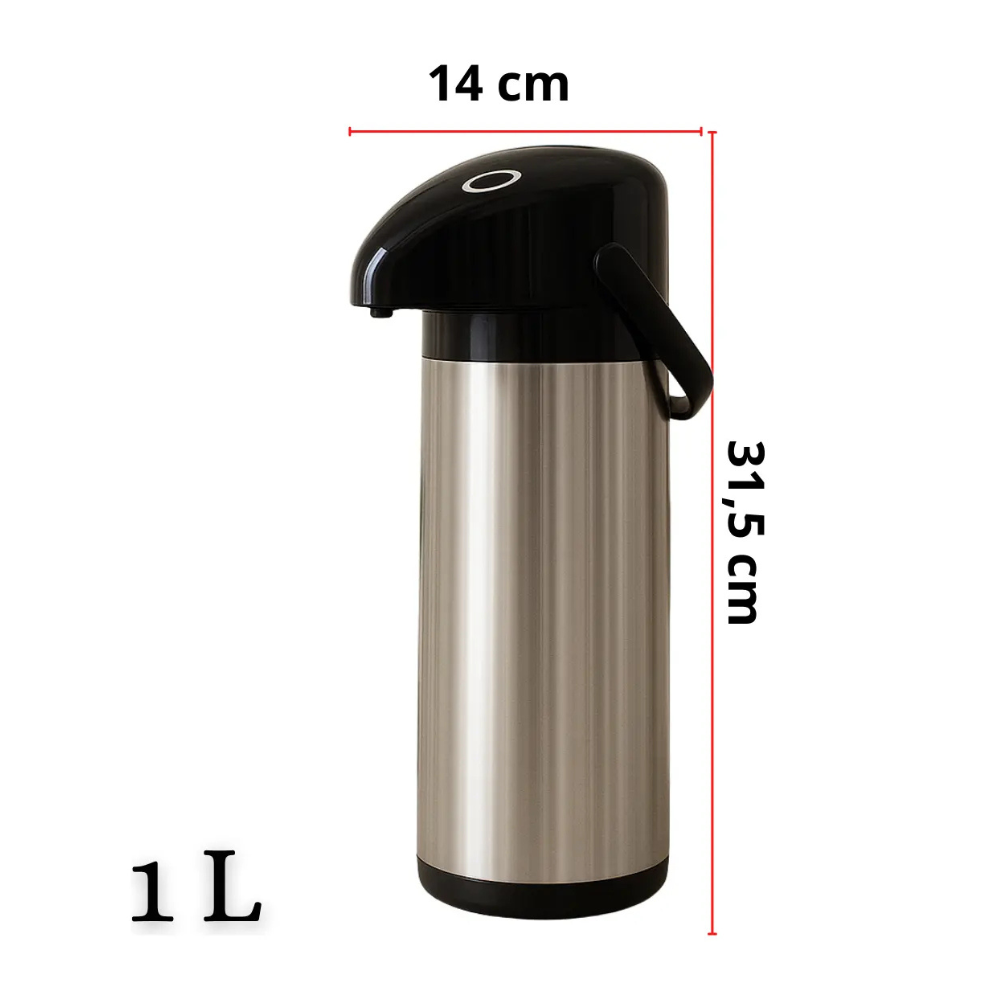 Garrafa Térmica Inox 1 Litro com Pressão – Ideal para Café, Chá e Chimarrão
