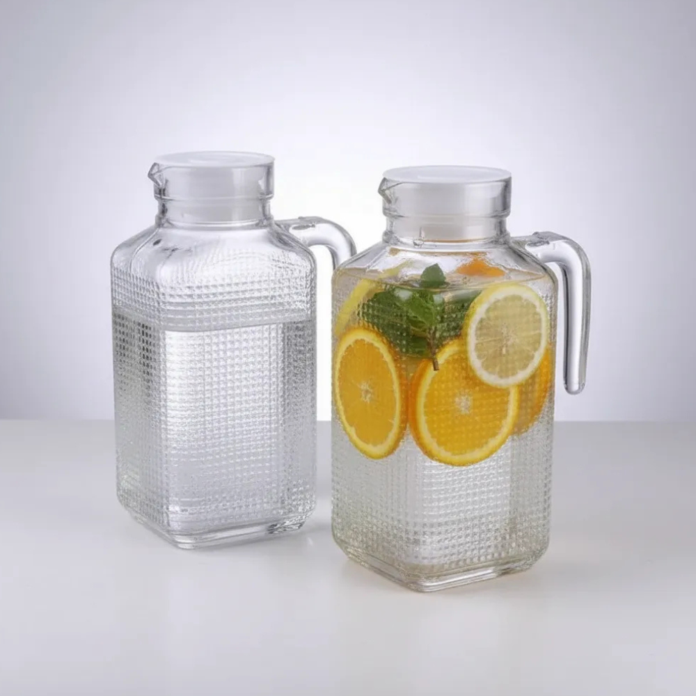 Kit 2 Jarras de Vidro com Tampa Lisboa para Bebidas – Elegância e Praticidade para Servir