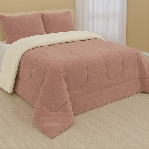 Coberdrom Sherpa Dupla Face Queen Rosa