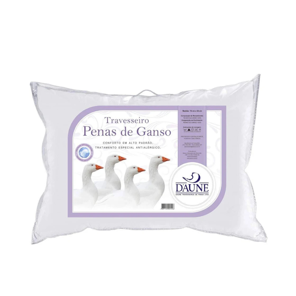 Travesseiro Premium Penas de Ganso Daune-Antialérgico