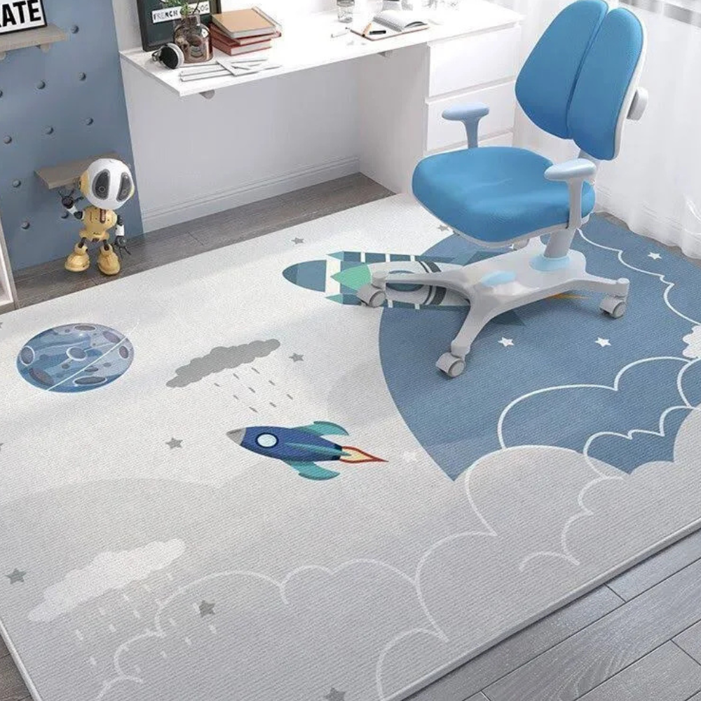 Tapete retangular para quarto infantil antiderrapante