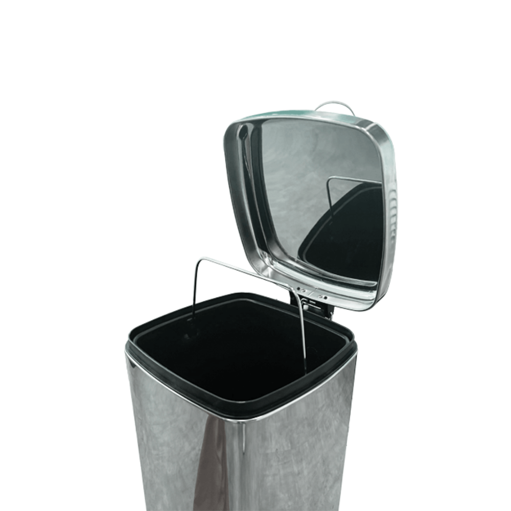 Lixeira em Aço Inox 20L com Pedal Quadrada para Cozinha e Banheiro