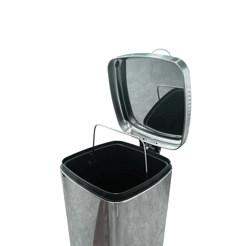 Lixeira em Aço Inox 20L com Pedal Quadrada para Cozinha e Banheiro