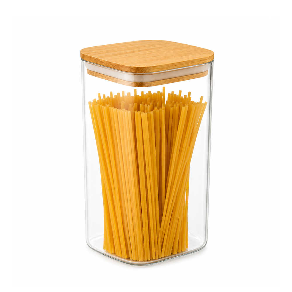 Pote Hermético Keep 1L Natural com Tampa de Bambu e Vedação de Silicone