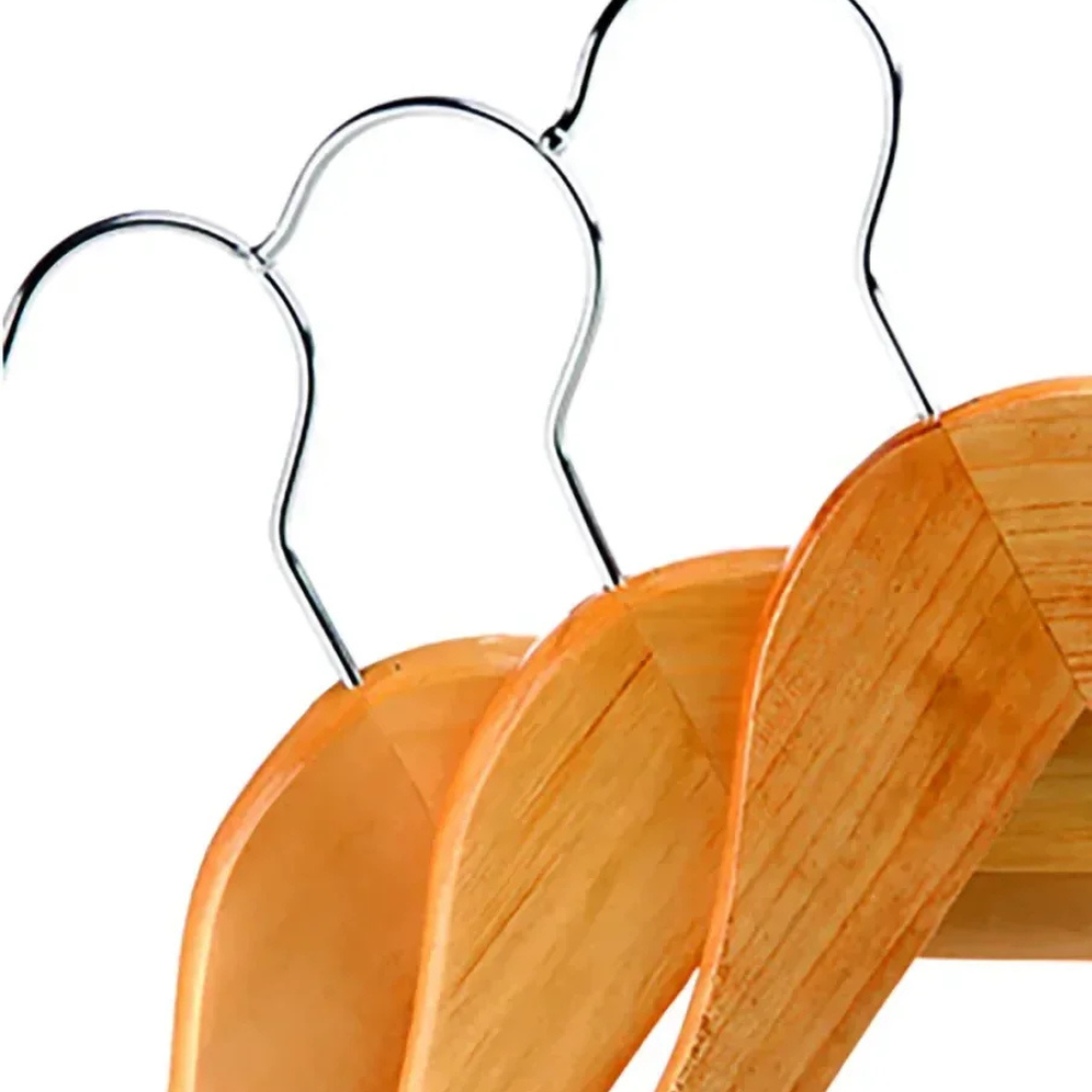 Cabide Para Roupas Em Madeira Natural Com 6 Peç Kala
