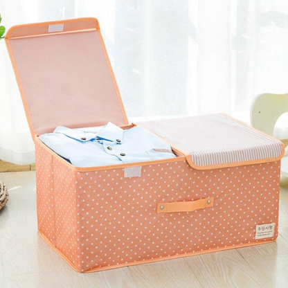 Caixa Organizadora com Divisória para Roupas, Lençóis e Fronhas – Dobrável com Tampa | Grande Capacidade