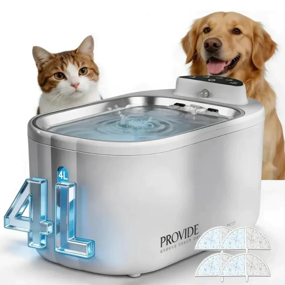 Fonte Bebedouro Automático para Gatos e Cães em Aço Inox com Visor LED – Água Filtrada e Circulação Contínua