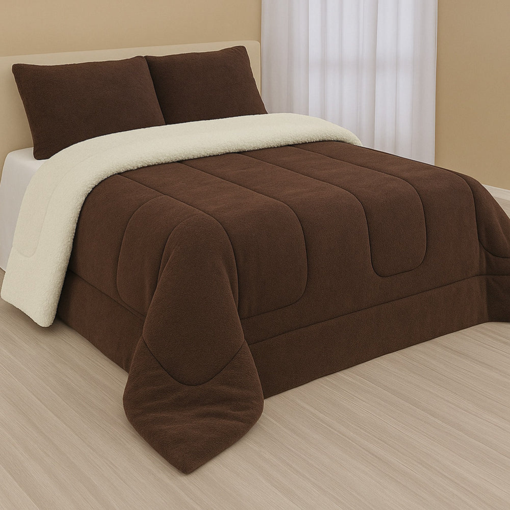 Cobertor Sherpa Casal Queen Dupla Face – Edredom Macio, Quente e Confortável para Inverno