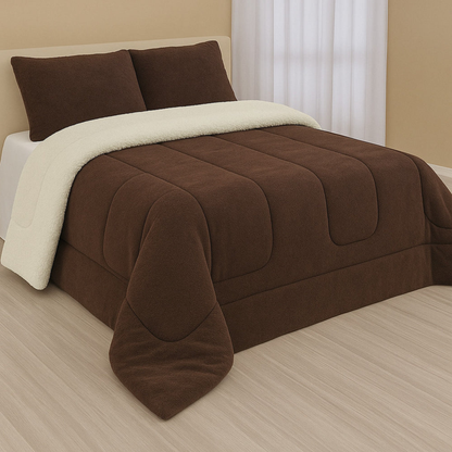 Cobertor Sherpa Casal Queen Dupla Face – Edredom Macio, Quente e Confortável para Inverno