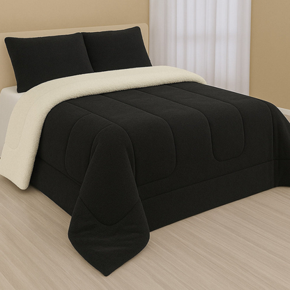 Cobertor Sherpa Casal Queen Dupla Face – Edredom Macio, Quente e Confortável para Inverno