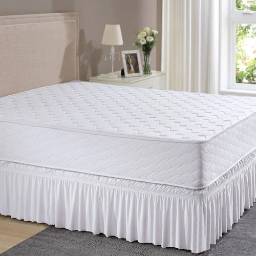 Saia para Cama Box Casal Padrão Branca com Bordado Ultrassônico – Acabamento Elegante e Fácil de Instalar