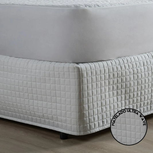 Saia para Cama Box Casal Padrão Matelada 150 Fios – Acabamento Quadriculado Elegante e Fácil de Instalar