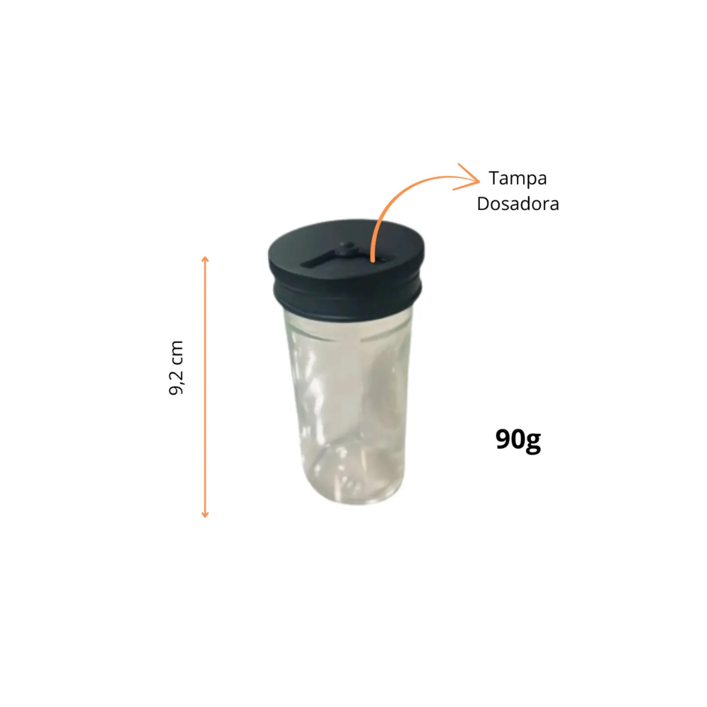 Porta Temperos Giratório com 12 Potes de Vidro – Organizador de Condimentos Preto para Cozinha