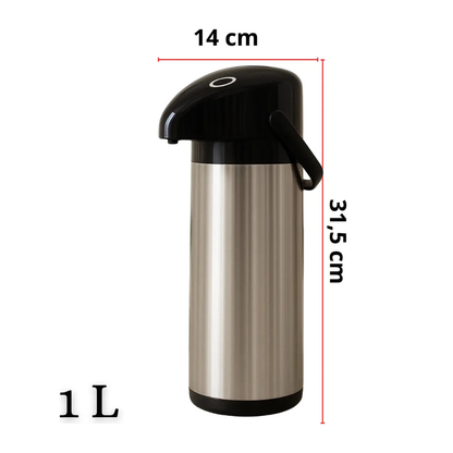 Garrafa Térmica Inox 1 Litro com Pressão – Ideal para Café, Chá e Chimarrão