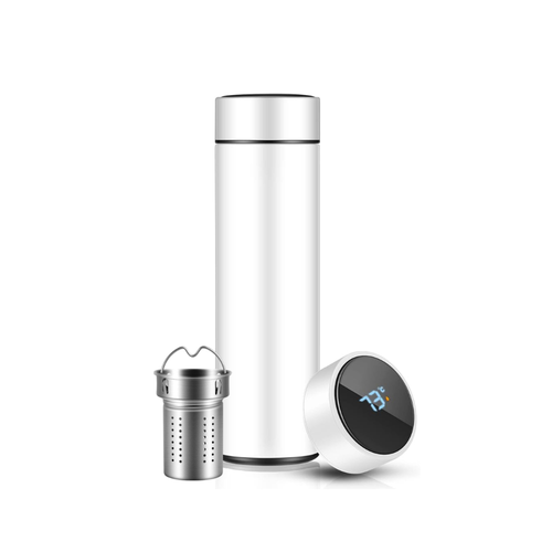 Garrafa Térmica Inteligente 500ml com Display de Temperatura LED – Inox a Vácuo para Bebidas Quentes e Geladas