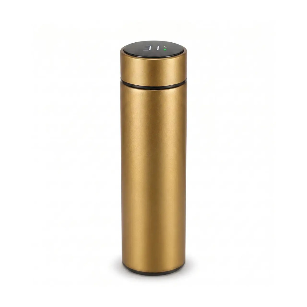 Garrafa Térmica Inteligente 500ml com Display de Temperatura LED – Inox a Vácuo para Bebidas Quentes e Geladas
