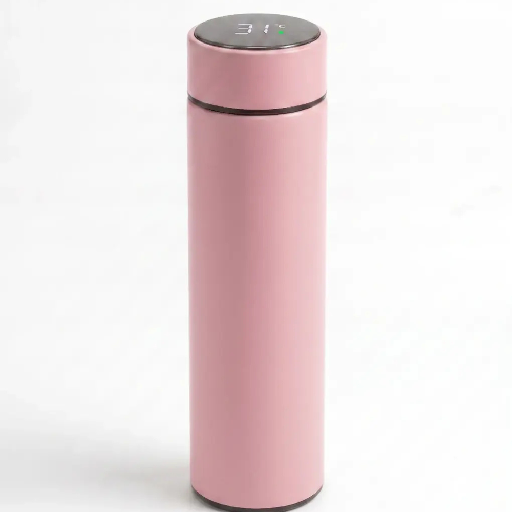 Garrafa Térmica Inteligente 500ml com Display de Temperatura LED – Inox a Vácuo para Bebidas Quentes e Geladas