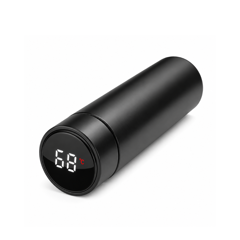 Garrafa Térmica Inteligente 500ml com Display de Temperatura LED – Inox a Vácuo para Bebidas Quentes e Geladas