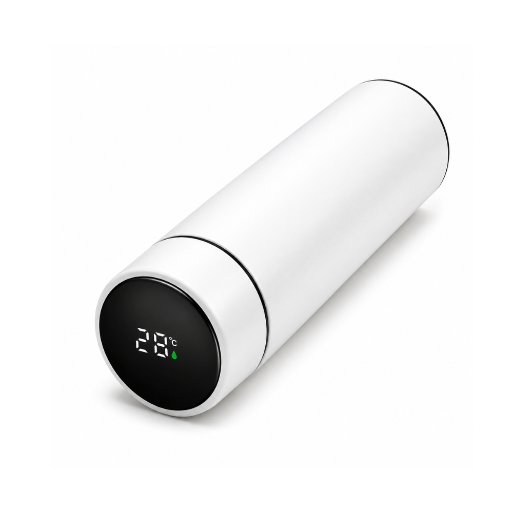 Garrafa Térmica Inteligente 500ml com Display de Temperatura LED – Inox a Vácuo para Bebidas Quentes e Geladas
