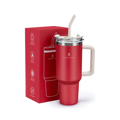 Copo Térmico 1,2L em Aço Inox com Tampa e Canudo Inox –Bebidas Quentes e Geladas