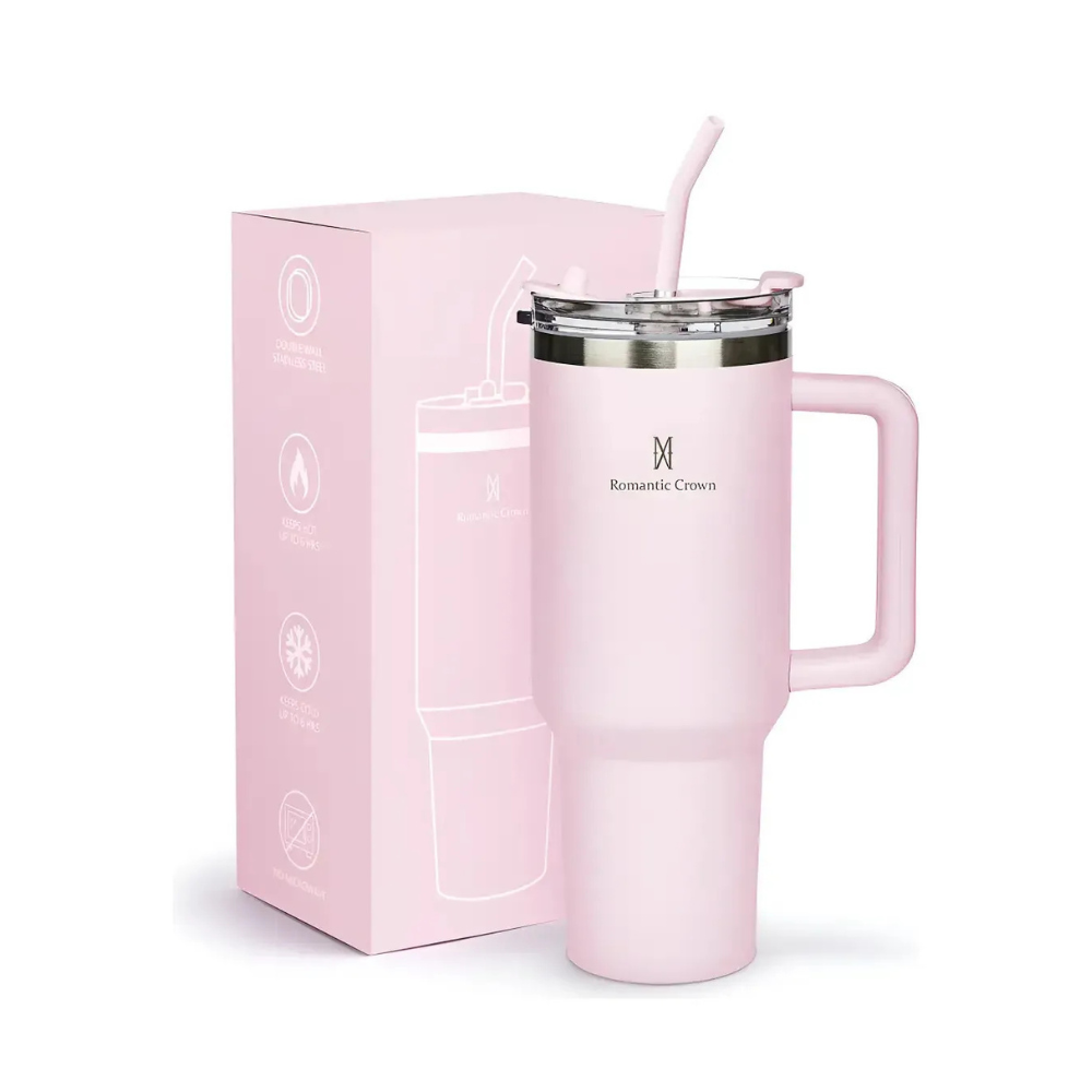 Copo Térmico 1,2L em Aço Inox com Tampa e Canudo Inox –Bebidas Quentes e Geladas