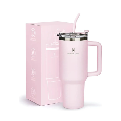 Copo Térmico 1,2L em Aço Inox com Tampa e Canudo Inox –Bebidas Quentes e Geladas