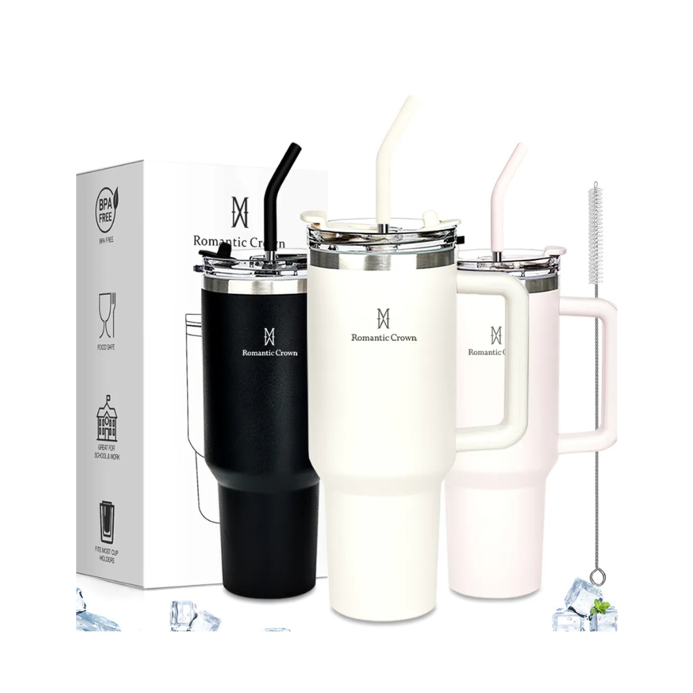 Copo Térmico 1,2L em Aço Inox com Tampa e Canudo Inox –Bebidas Quentes e Geladas