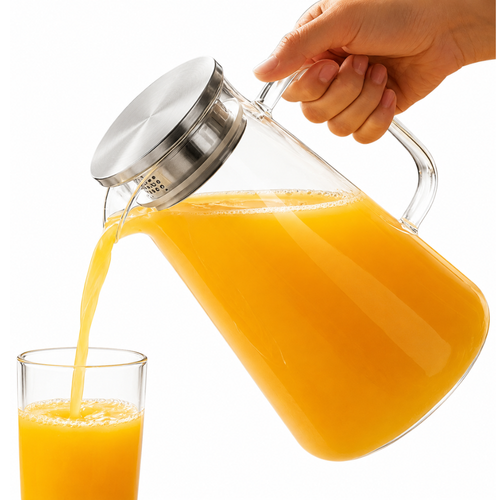 Jarra de Vidro Borossilicato 1,8L com Tampa Inox Hermética