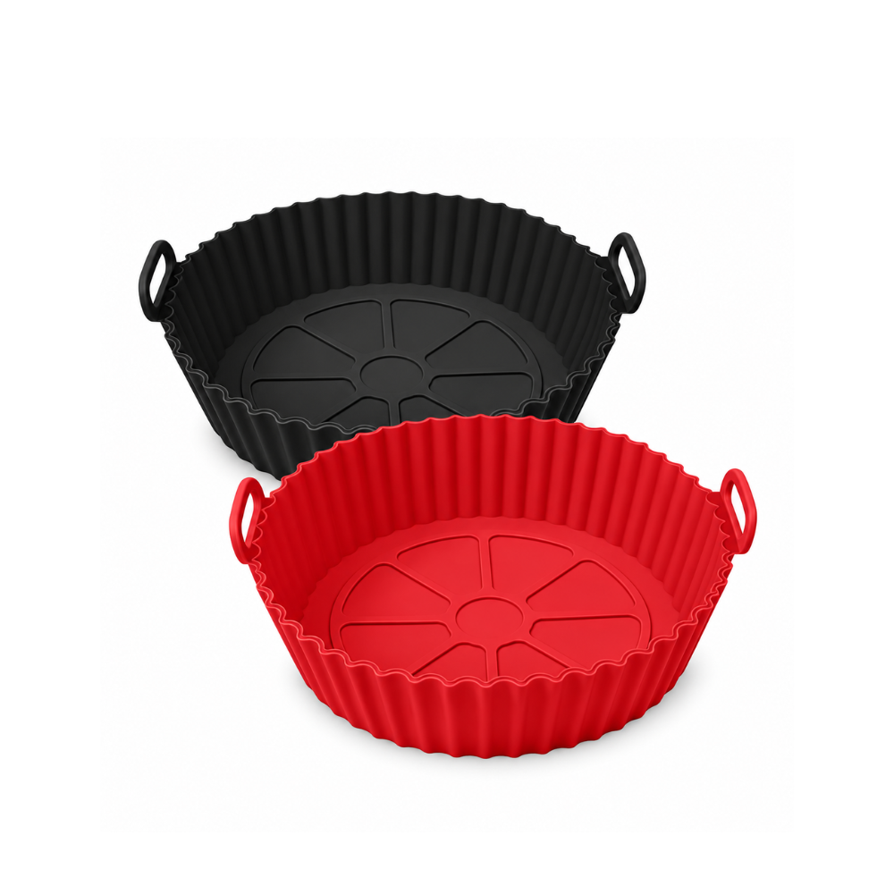 Kit 2 Formas de Silicone para Air Fryer Reutilizáveis e Antiaderentes – Acessório Premium para Fritadeira sem Óleo