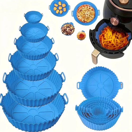 Kit 6 Formas de Silicone para Air Fryer Antiaderentes Reutilizáveis – Resistentes ao Calor