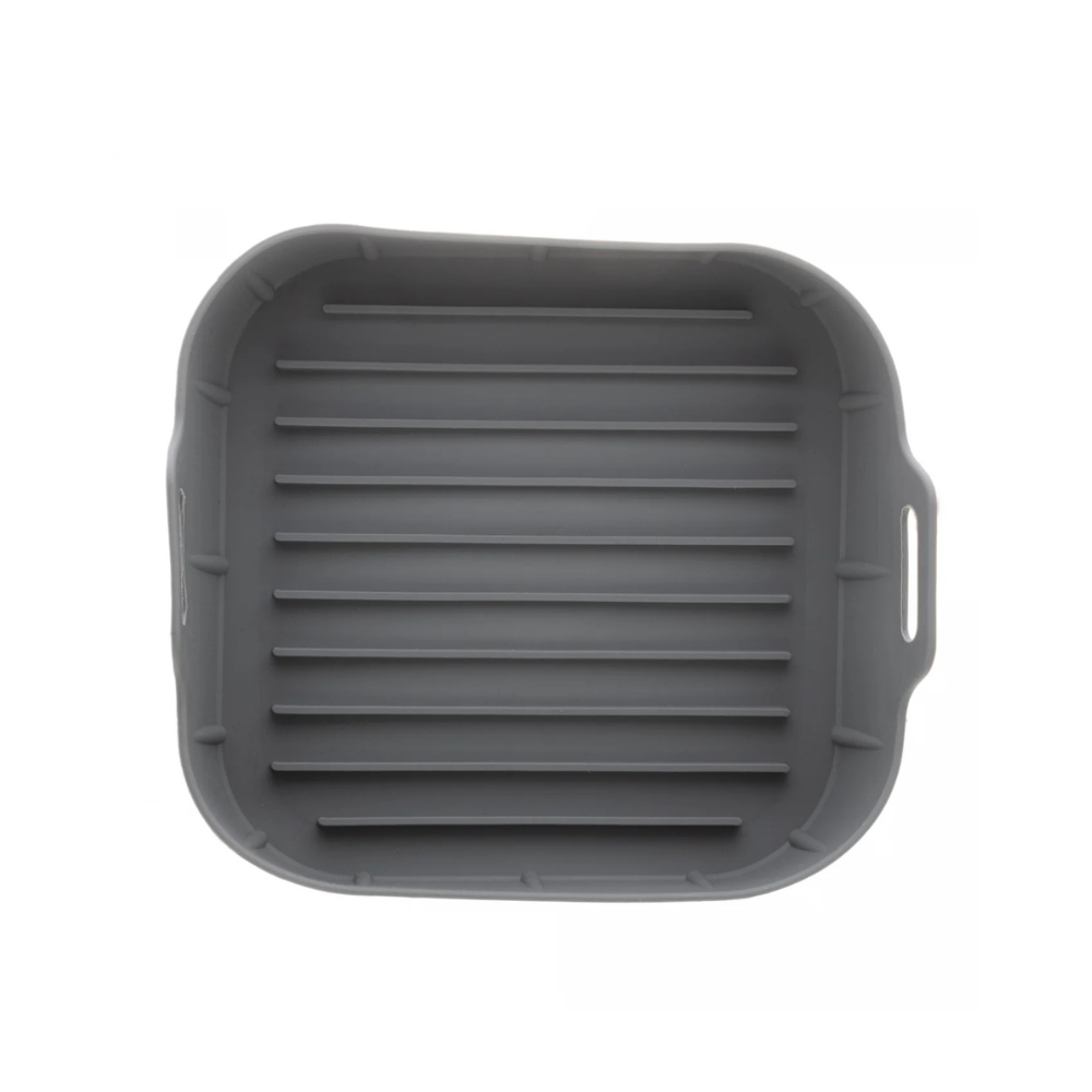 Forma Quadrada de Silicone para Air Fryer Cinza Reutilizável – Antiaderente e Resistente ao Calor