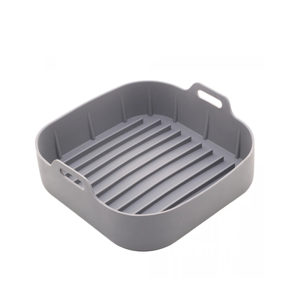 Forma Quadrada de Silicone para Air Fryer Cinza Reutilizável – Antiaderente e Resistente ao Calor