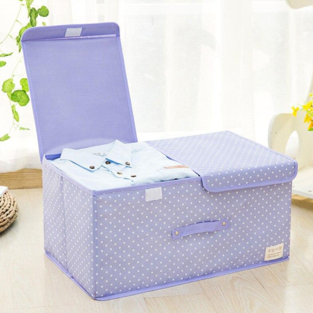 Caixa Organizadora com Divisória para Roupas, Lençóis e Fronhas – Dobrável com Tampa | Grande Capacidade