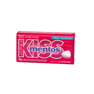 Bala Kiss Mentos Sabor Morango Sem Açúcar 50 unidades