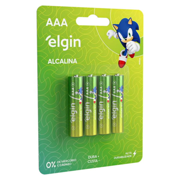 Pilha Alcalina Aaa Palito Elgin Blister Com 4 Unidades