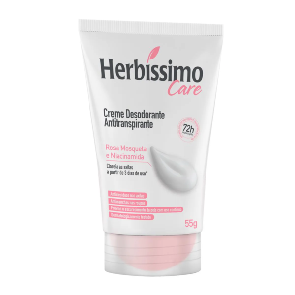 Desodorante Antitranspirante Creme Herbíssimo Care Rosa Mosqueta e Niacinamida 72h 55g