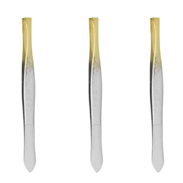 Kit Pinças Belliz Enox Ponta Dourada Reta Cod.700 C/3
