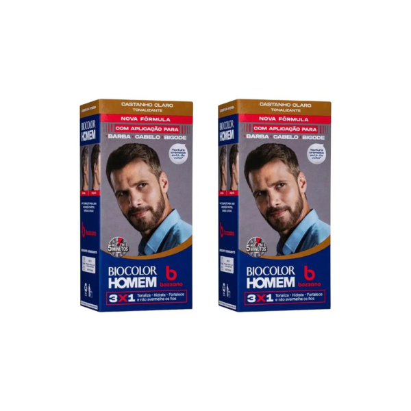 Coloraçao Biocolor Homem Bozzano Castanho Claro - Kit C / 2un