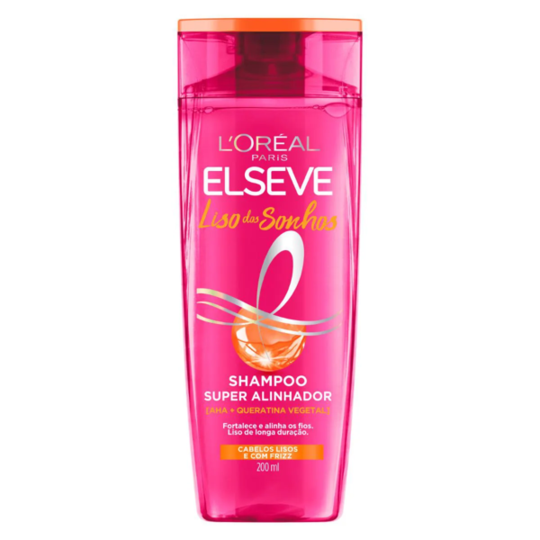 Shampoo Elseve Liso dos Sonhos Super Alinhador com Queratina Limpeza com Efeito Alisante 200ml