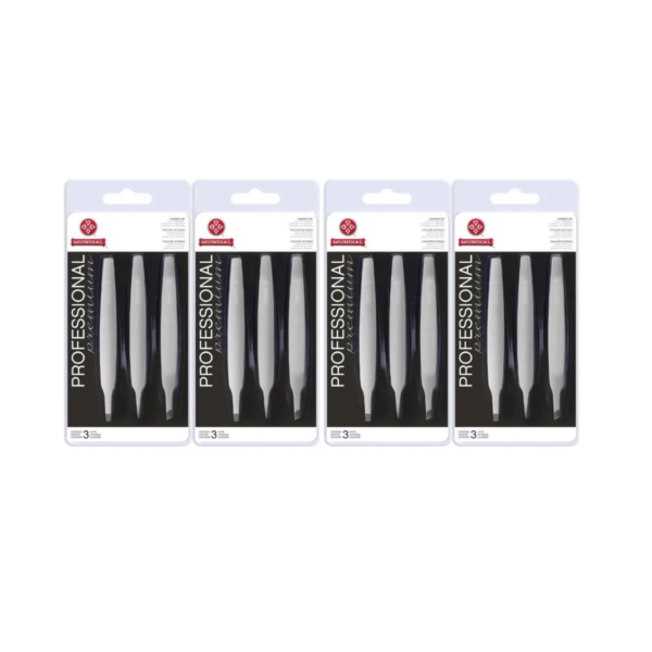 Kit 12 Pinças de Sobrancelha Bc-394 Profissional Aço Mundial