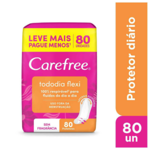 Protetor Diário Carefree Tododia Flexi Sem Perfume com 80 unidades