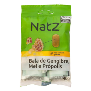 Bala de Gengibre, Mel e Própolis Natz 40g