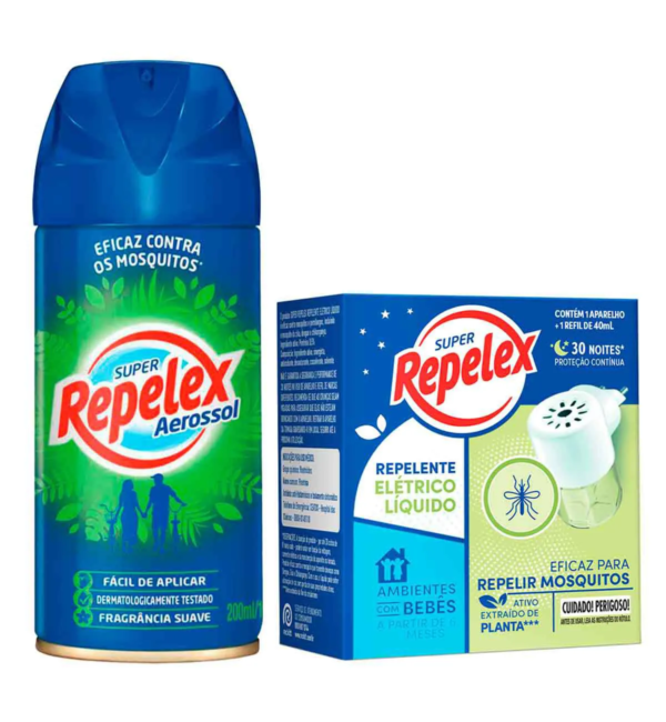 Kit Repelex Repelente Aerosol Super Family Care 200ml + Aparelho Elétrico + Repelente 30 Noites 40ml
