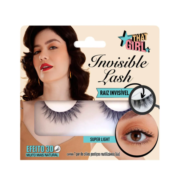 Cílios Postiços That Girl Invisible Lash 3D Super Light com 1 par