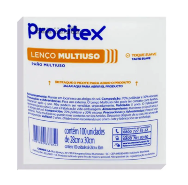 LENçO PARA BANHO 28X 30CM (PACOTE COM 100 UNIDADES) PROCITEX - CREMER