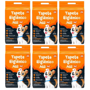 6 Un Tapete Higiênico Pet Super Slin Mili com 7un