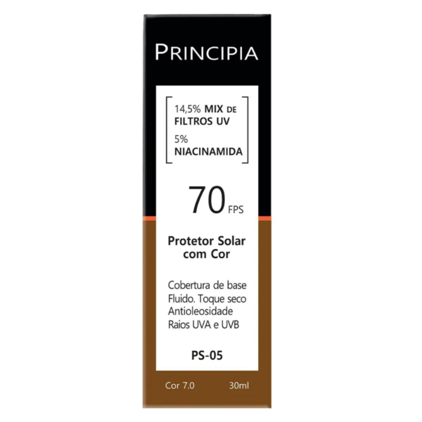 Protetor Solar Facial Principia Skincare PS-05 14,5% Mix de Filtros Uv + 5% Niacinamida FPS 70 Cor 7.0 30ml
